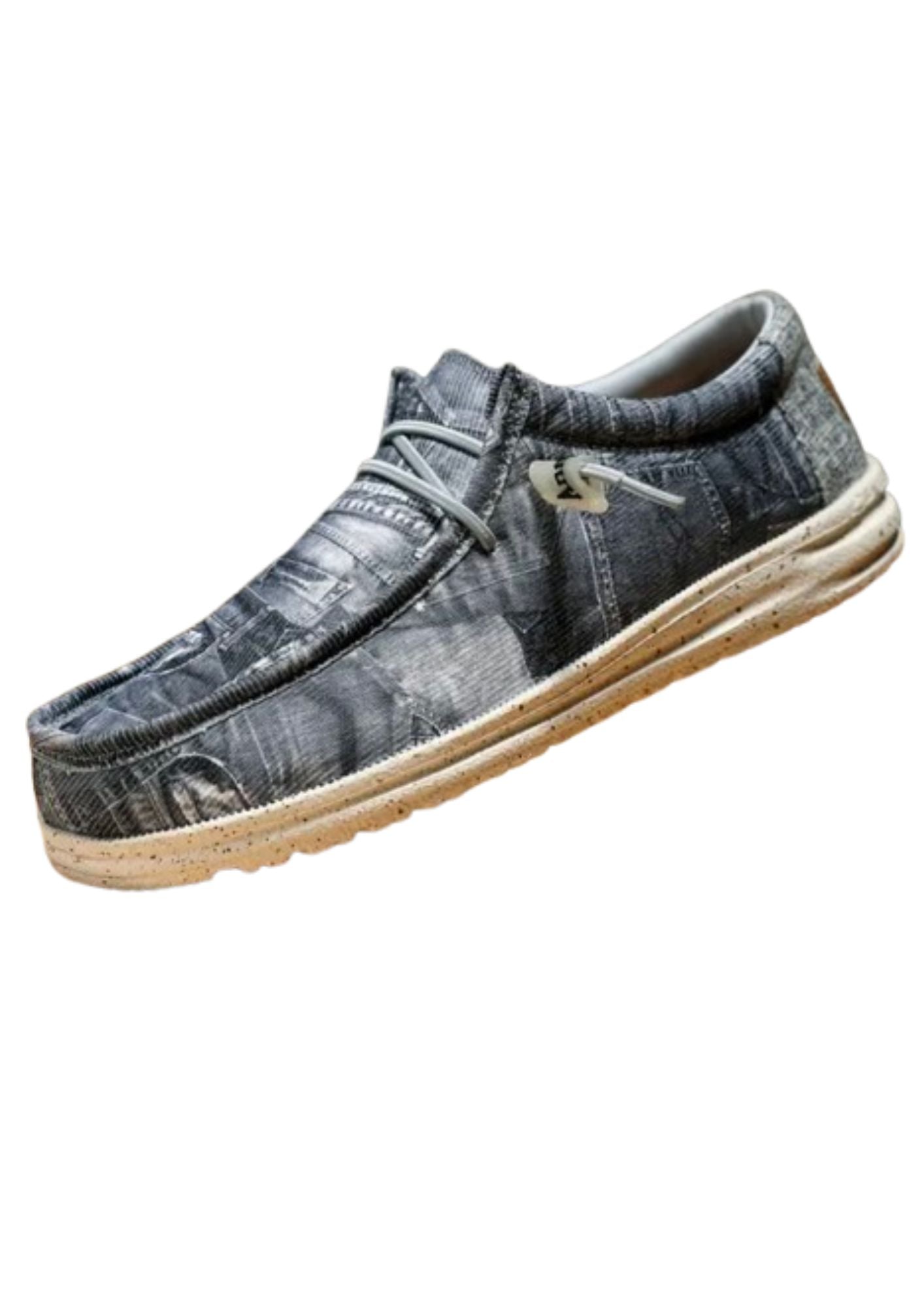 Mocassin Souple en Jean Délavé Gris Foncé – Homme