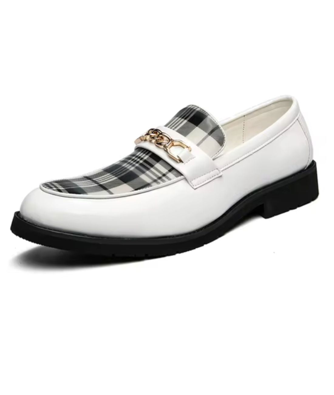 Mocassin Souple en Effet Cuir Noir et Blanc – Homme