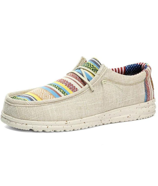 Mocassin Souple en Toile Ivoire – Homme