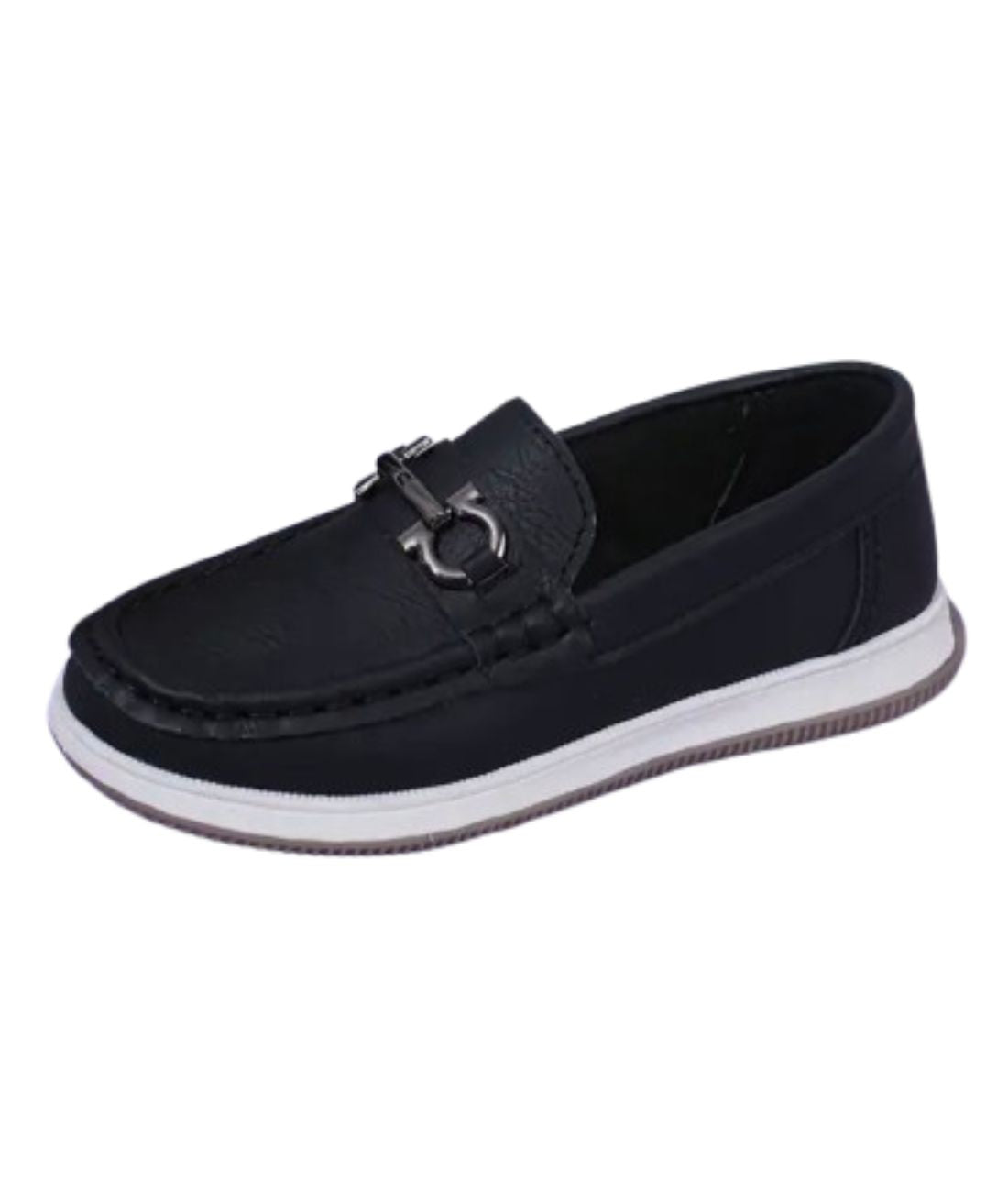 Mocassin Souple à Enfiler en Cuir Noir Profond – Garçon