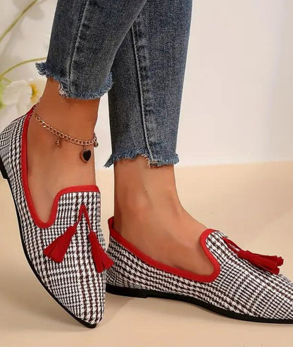 Mocassin à Glands en Effet vernis Rouge Carmin – Femme