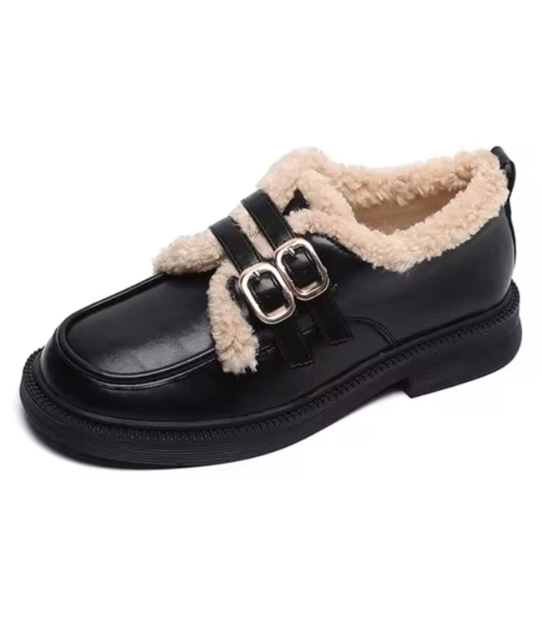 Mocassin Souple en Bouclette Beige Doux – Femme
