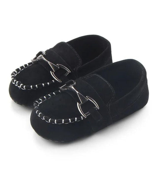 Mocassin Souple en Cuir Noir Profond – Garçon