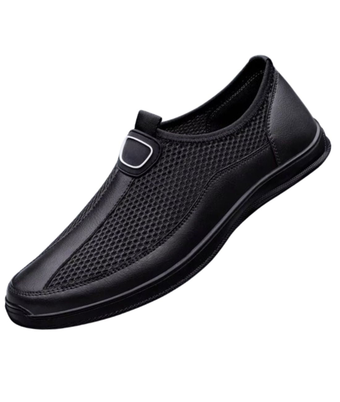 Mocassin Souple en Mesh Noir Profond – Homme