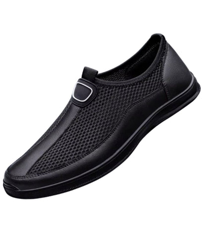 Mocassin Souple en Mesh Noir Profond – Homme
