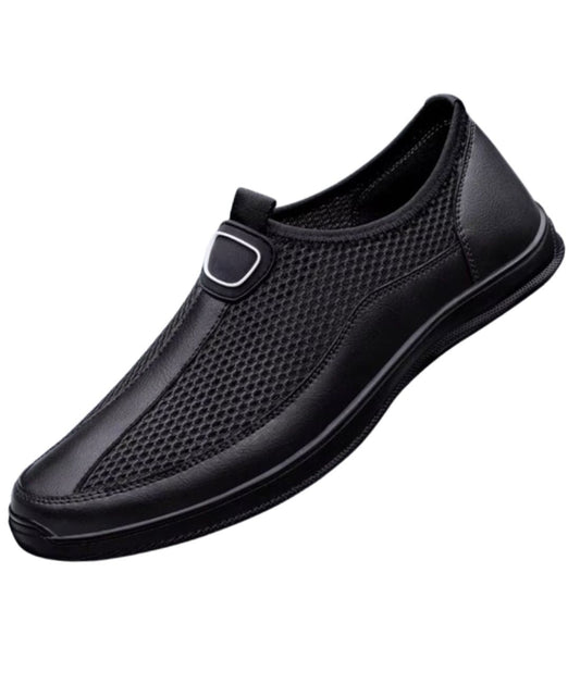 Mocassin Souple en Mesh Noir Profond – Homme