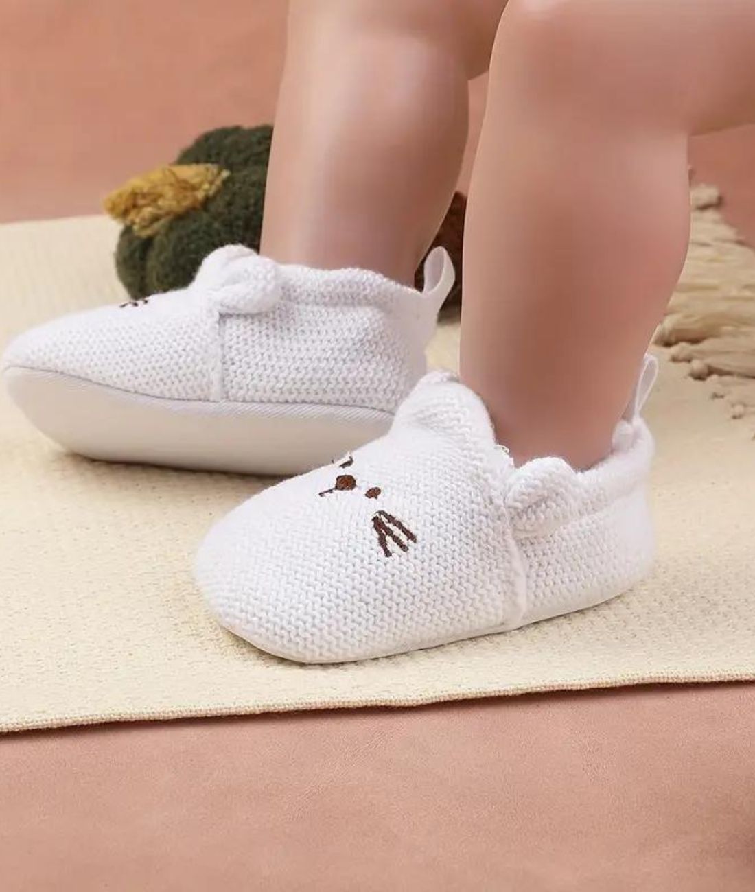 Mocassin Souple en Coton Blanc Pur – Fille