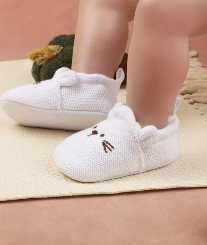 Mocassin Souple en Coton Blanc Pur – Fille