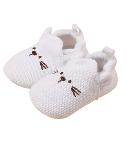 Mocassin Souple en Coton Blanc Pur – Fille
