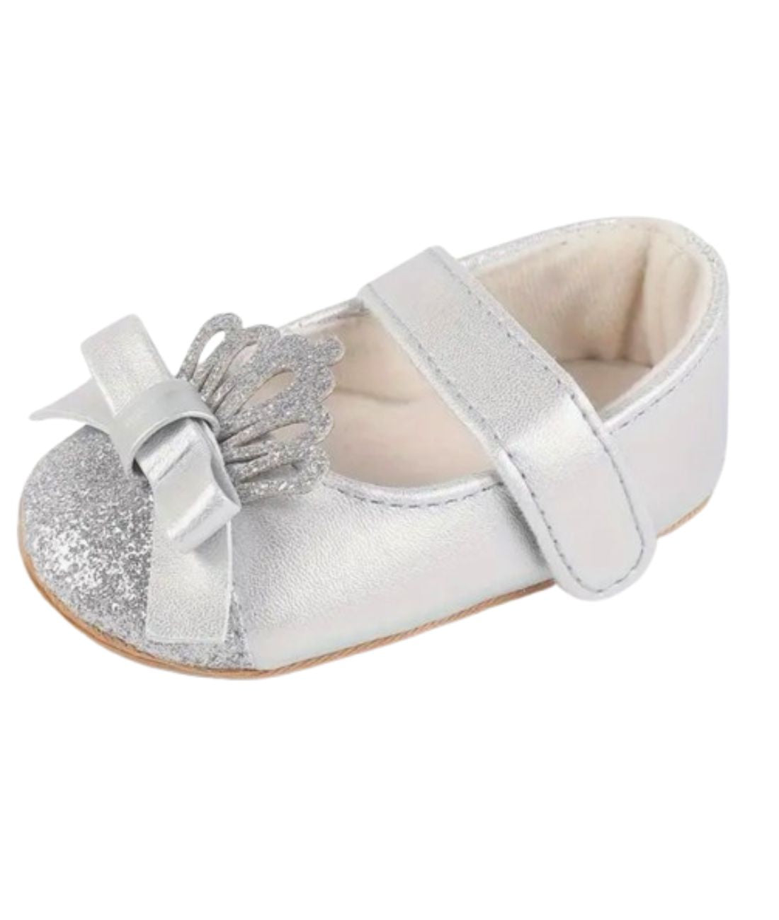 Mocassin Souple en Paillettes Argenté Scintillant – Fille