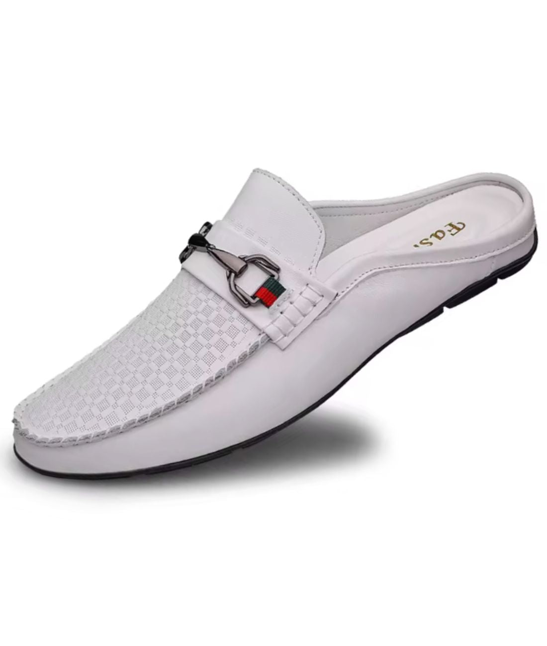 Mocassin Souple Perforé en Cuir Blanc Éclatant – Homme