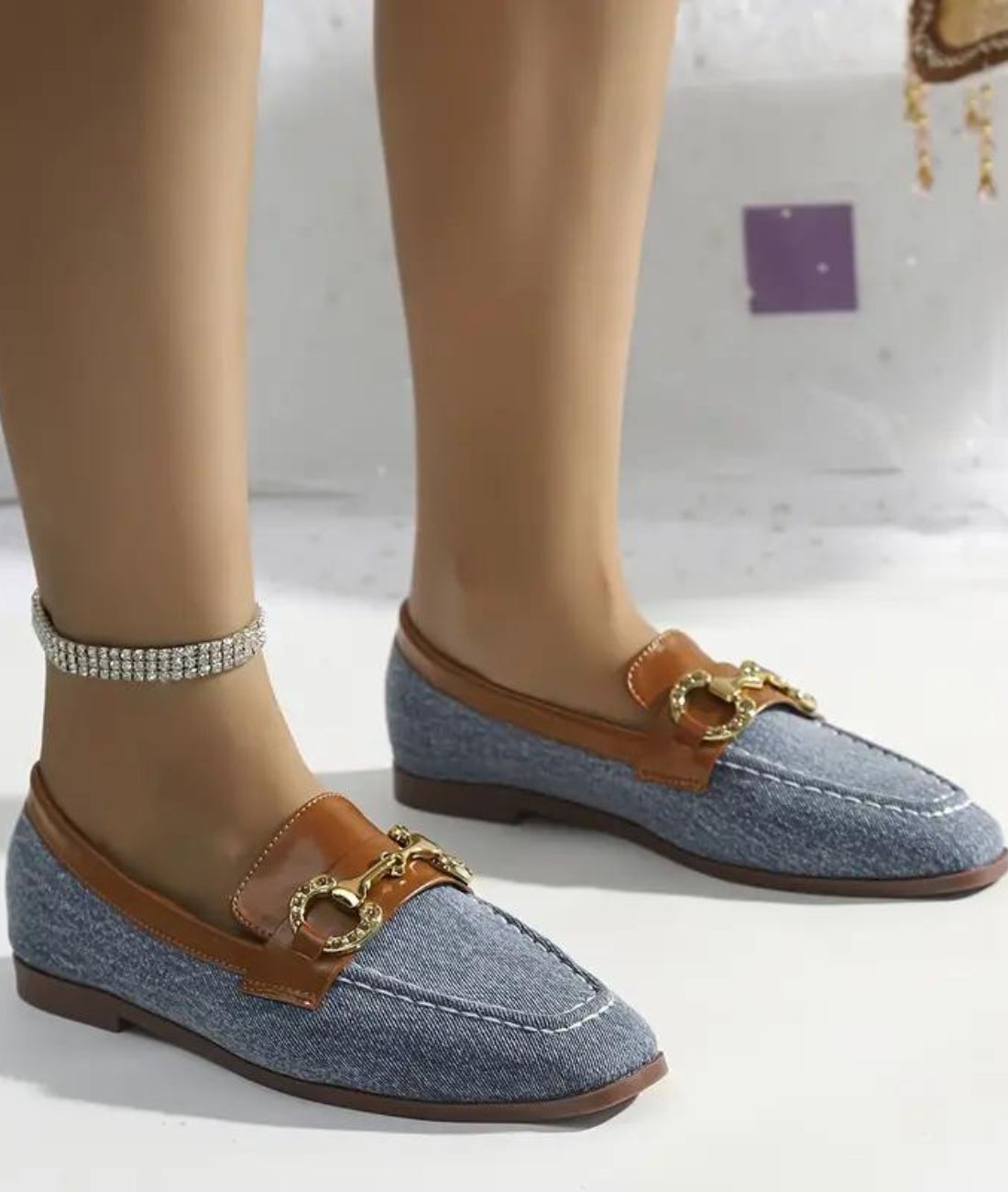 Mocassin Souple Style Bateau en Jean Bleu Denim – Femme