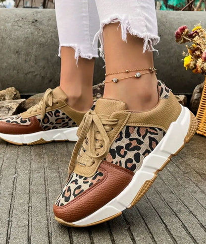 Mocassin Sport en Maille Léopard Tricolore – Femme