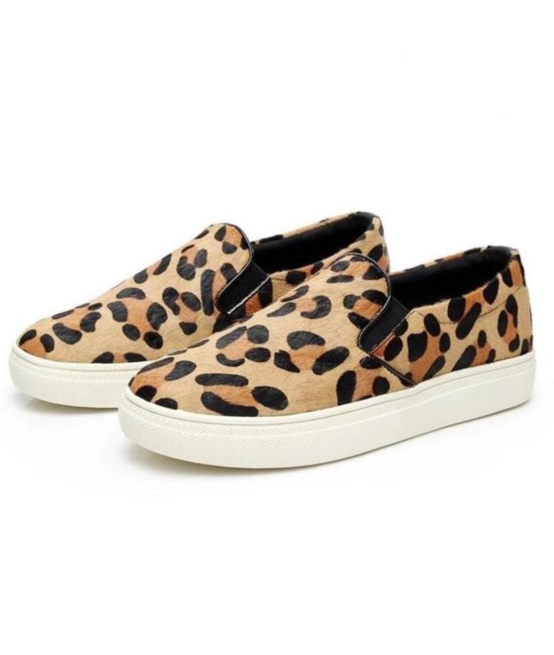 Mocassin Streetwear à Plateforme en Cuir Léopard – Femme