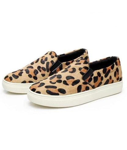 Mocassin Streetwear à Plateforme en Cuir Léopard – Femme