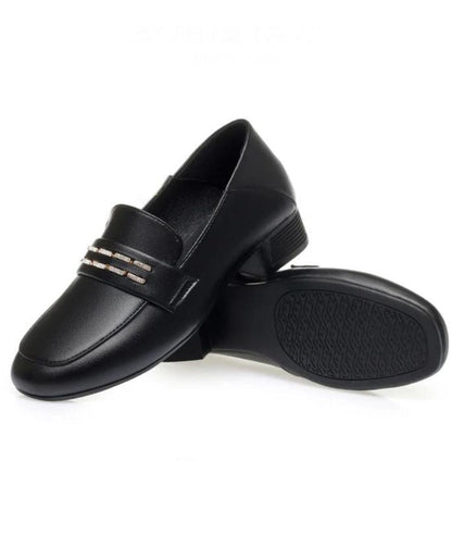 Mocassins À Talon Carré Avec Une Semelle en Effet cuir Régénéré