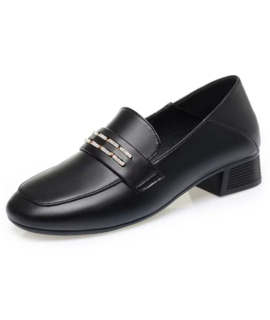 Mocassins À Talon Carré Avec Une Semelle en Effet cuir Régénéré