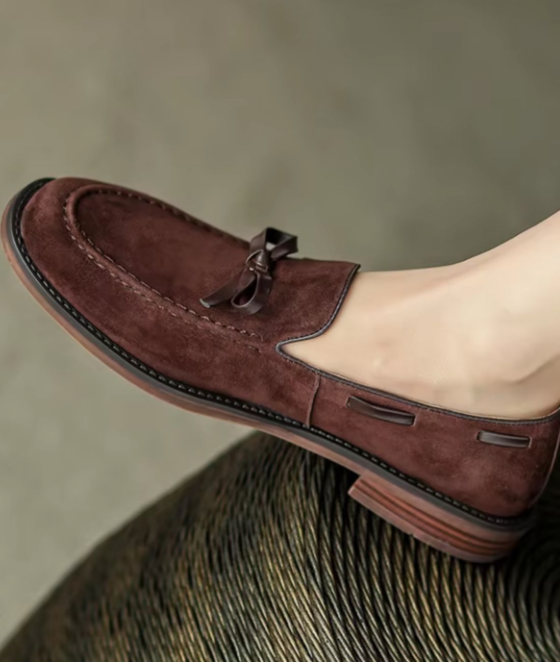 Mocassins À Talons en Effet cuir Style Rétro Pour Femmes