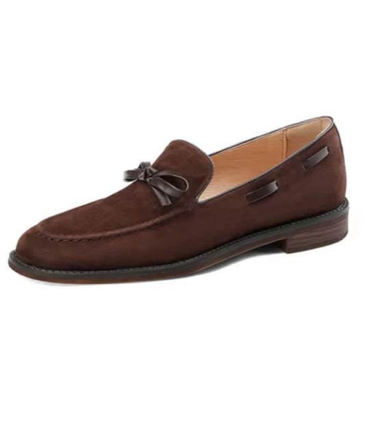 Mocassins À Talons en Effet cuir Style Rétro Pour Femmes