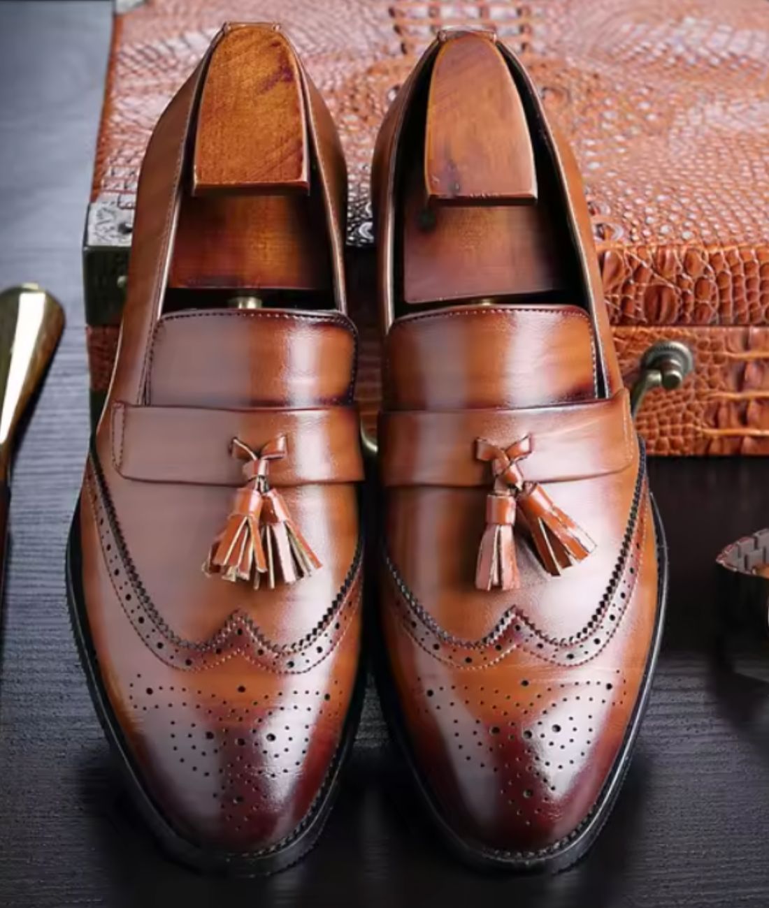 Mocassins À Tête Pointue À Glands Pour Homme
