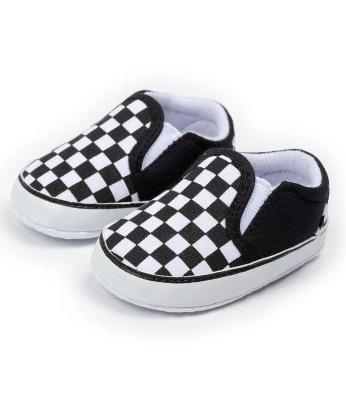Mocassin en Toile à Damier Noir et Blanc – Bébé