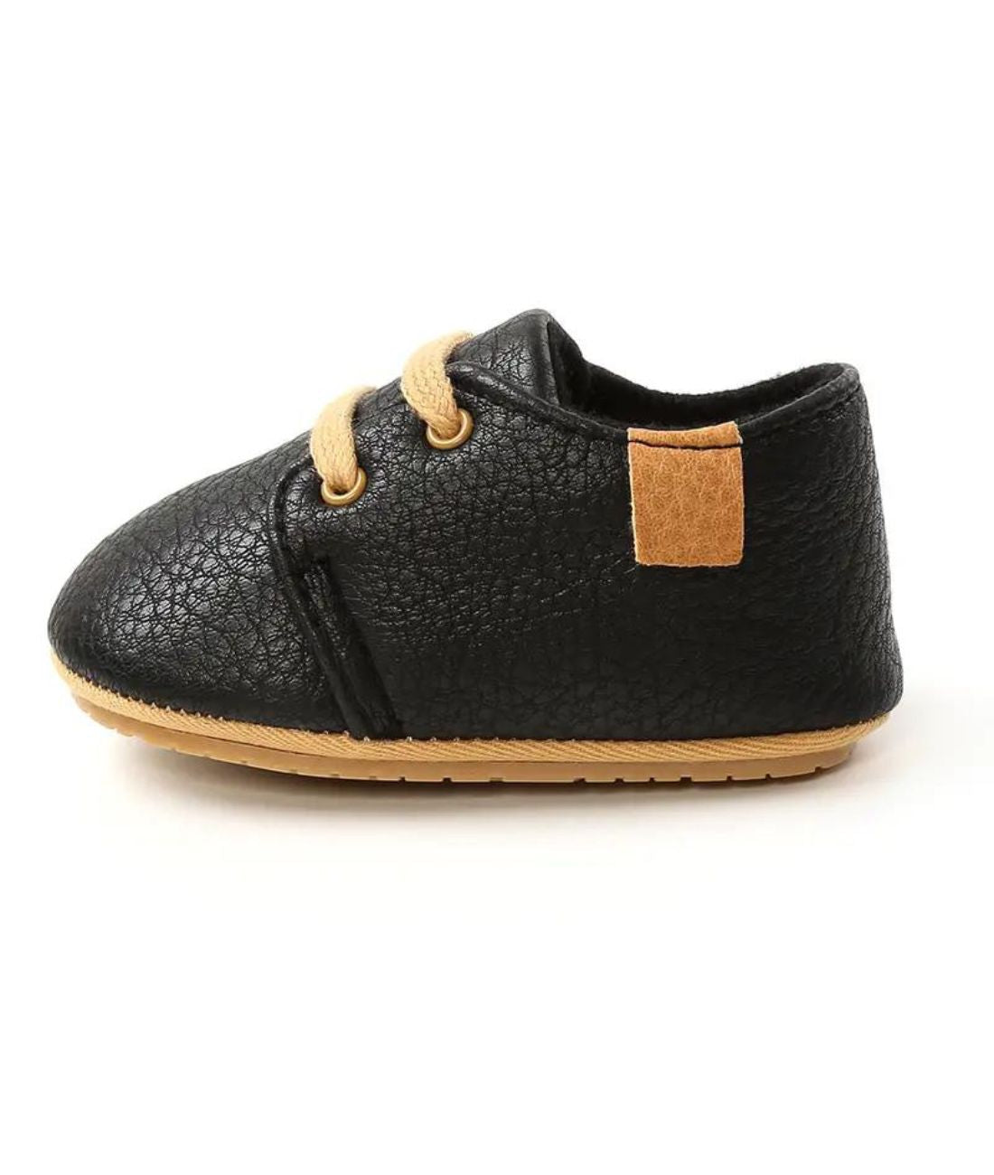 Mocassin Unis À Enfiler en Cuir Synthétique Noir Profond – Bébé