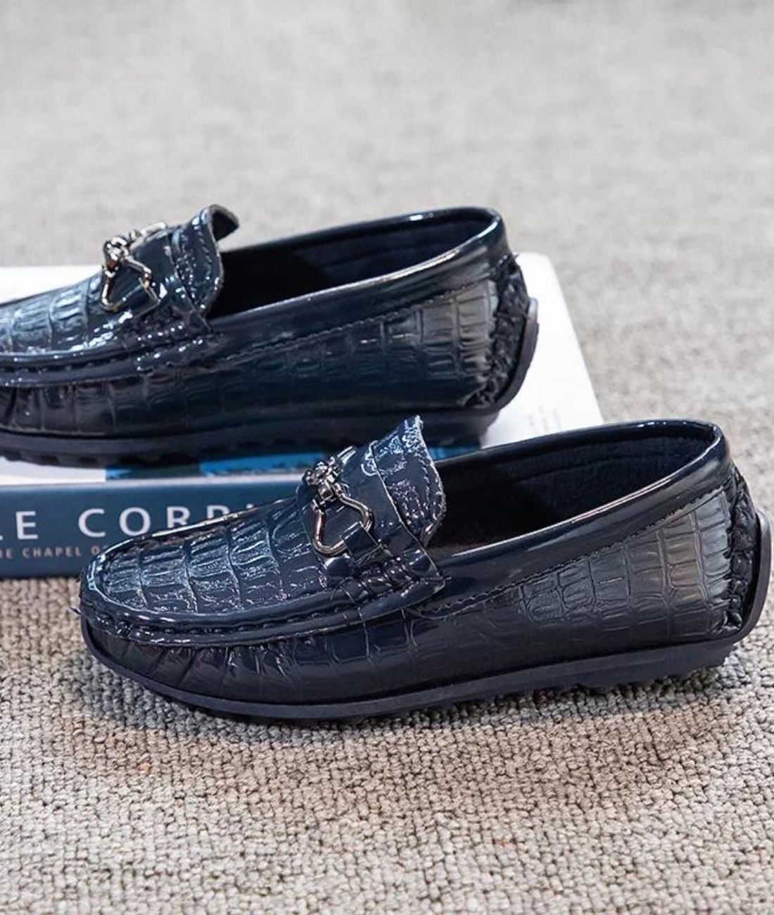 Mocassin Garçon Effet vernis Noir Profond