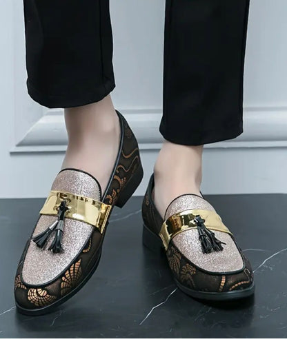 Mocassin à Glands en Effet vernis Noir Profond – Femme