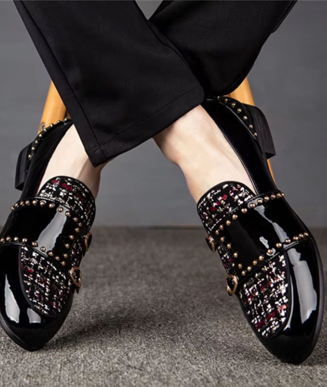 Mocassin en Effet vernis Noir Profond à Paillettes – Homme