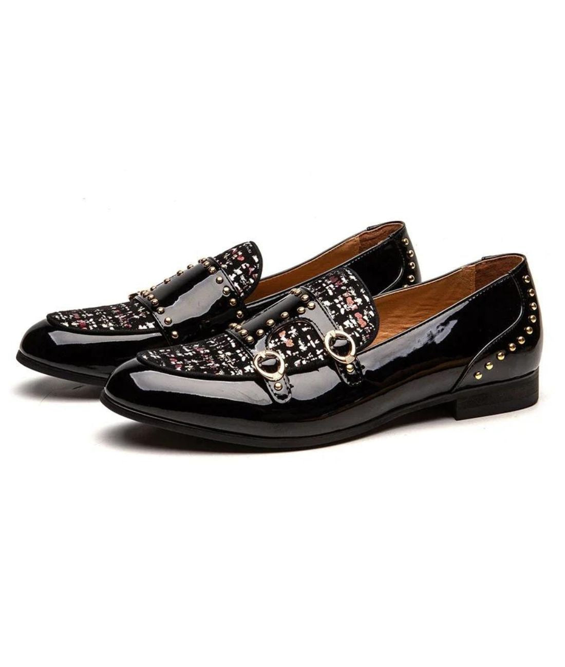 Mocassin en Effet vernis Noir Profond à Paillettes – Homme