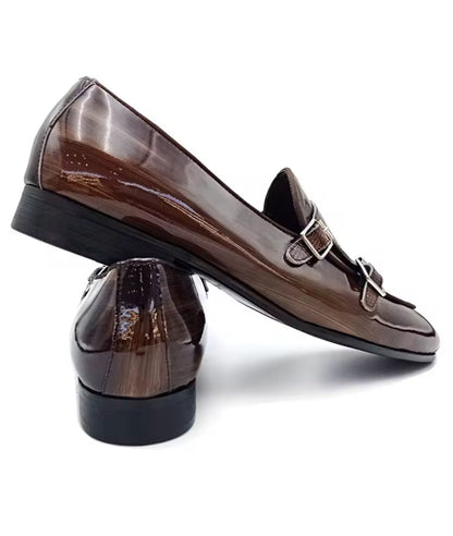 Mocassin en Effet vernis Marron Intense – Homme