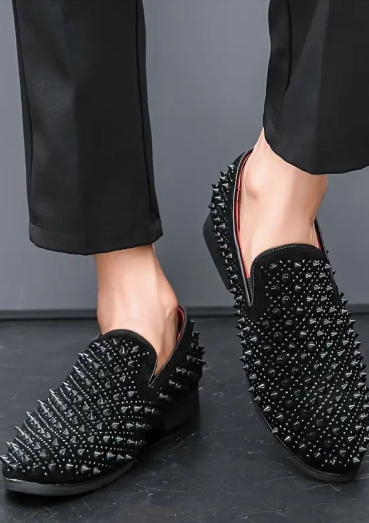 Mocassin à Piques - Effet vernis Noir Profond