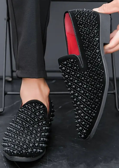 Mocassin à Piques - Effet vernis Noir Profond