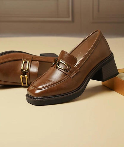 Mocassin en Effet vernis Marron Intense – Femme