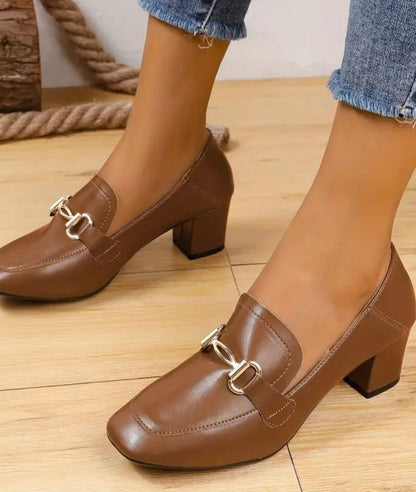Mocassins à Talons Vintage - Avec Chaînettes en Effet cuir