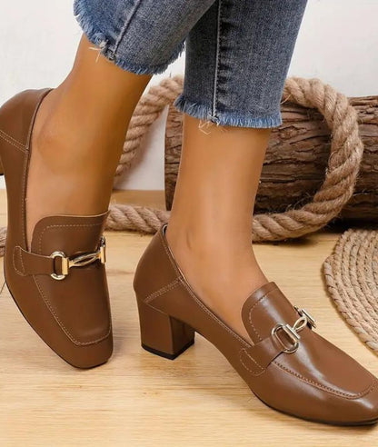 Mocassins à Talons Vintage - Avec Chaînettes en Effet cuir