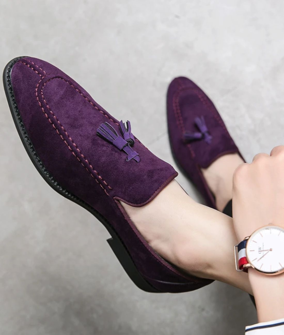 Mocassins Homme Violet En Suédine