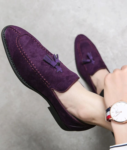 Mocassins Homme Violet En Suédine