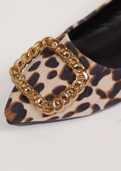 Mocassin Plat en Cuir Léopard Classique – Femme