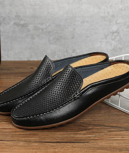 Mocassin Mule en Effet cuir Synthétique Noir Profond – Homme