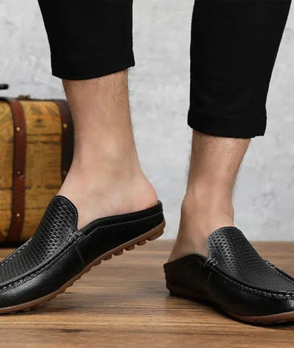 Mocassin Mule en Effet cuir Synthétique Noir Profond – Homme