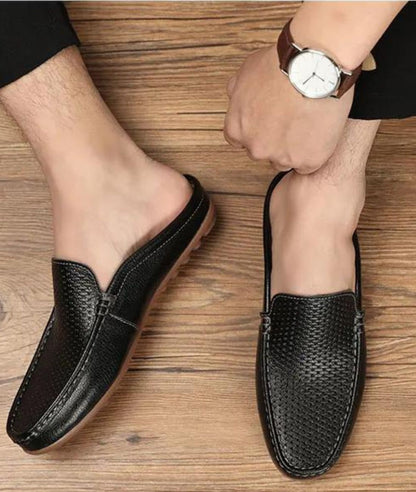 Mocassin Mule en Effet cuir Synthétique Noir Profond – Homme