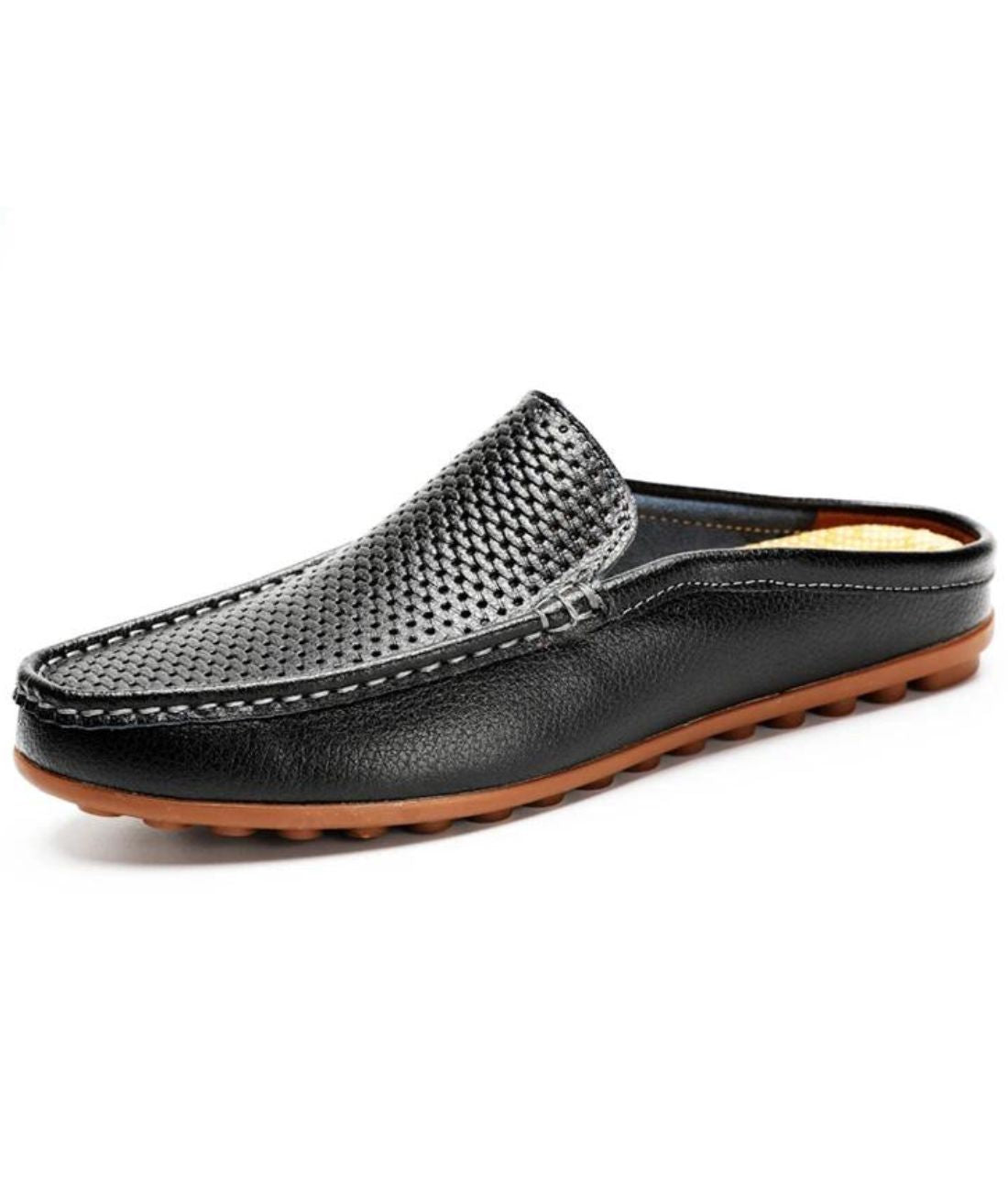Mocassin Mule en Effet cuir Synthétique Noir Profond – Homme
