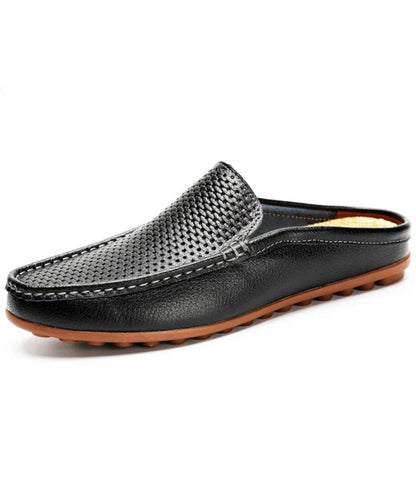 Mocassin Mule en Effet cuir Synthétique Noir Profond – Homme