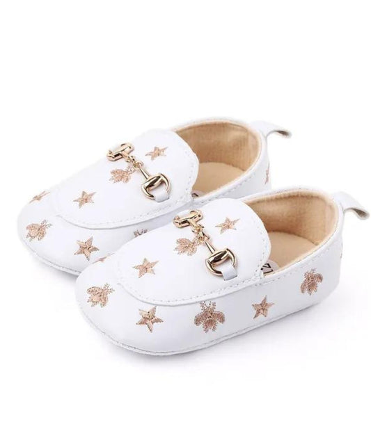 Mocassin Petit en Cuir Blanc Pur – Bébé