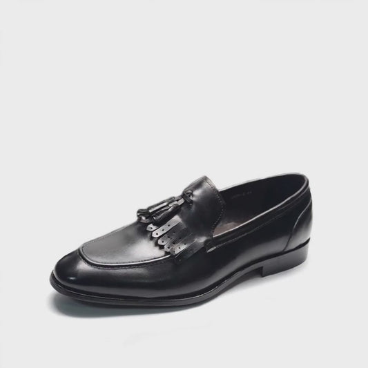 Mocassin à Gland et Franges Cuir - Noir