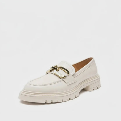 Mocassins Femme Compensé Rétro Cuir - Blanc - video