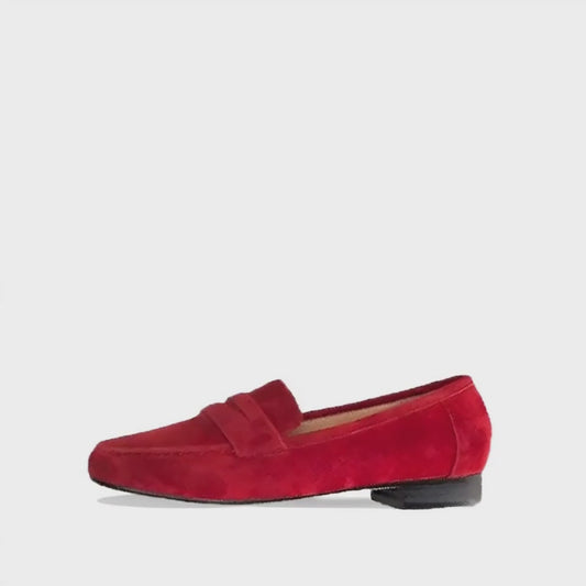 Mocassin Cuir Rouge Femme