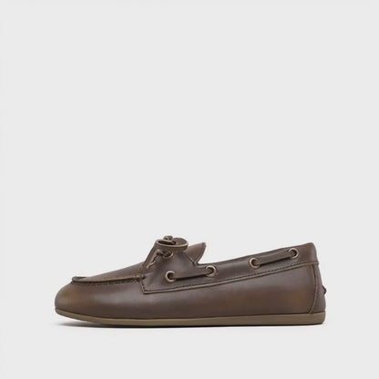 Mocassin Bateau Femme en Cuir - Marron