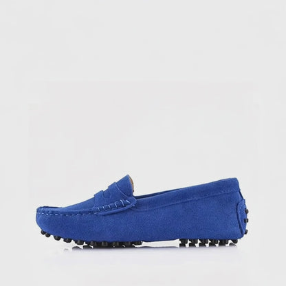 Mocassins Été Femme en Daim et Cuir - Bleu Roi - video